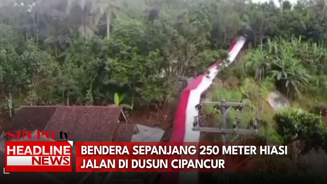 Bendera Sepanjang 250 Meter Hiasi Jalan di Dusun Cipancur