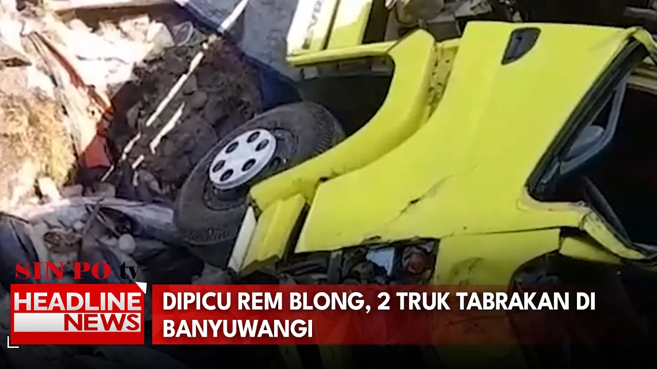 Dipicu Rem Blong, 2 Truk Tabrakan Di Banyuwangi