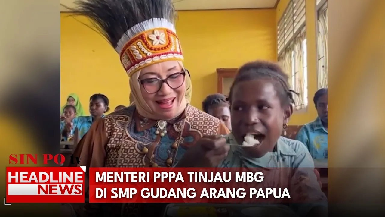 Menteri PPPA Tinjau MBG Di SMP Gudang Arang Papua