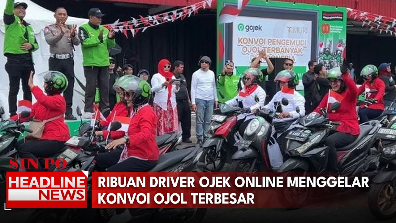 Ribuan Driver Ojek Online Menggelar Konvoi Ojol Terbesar