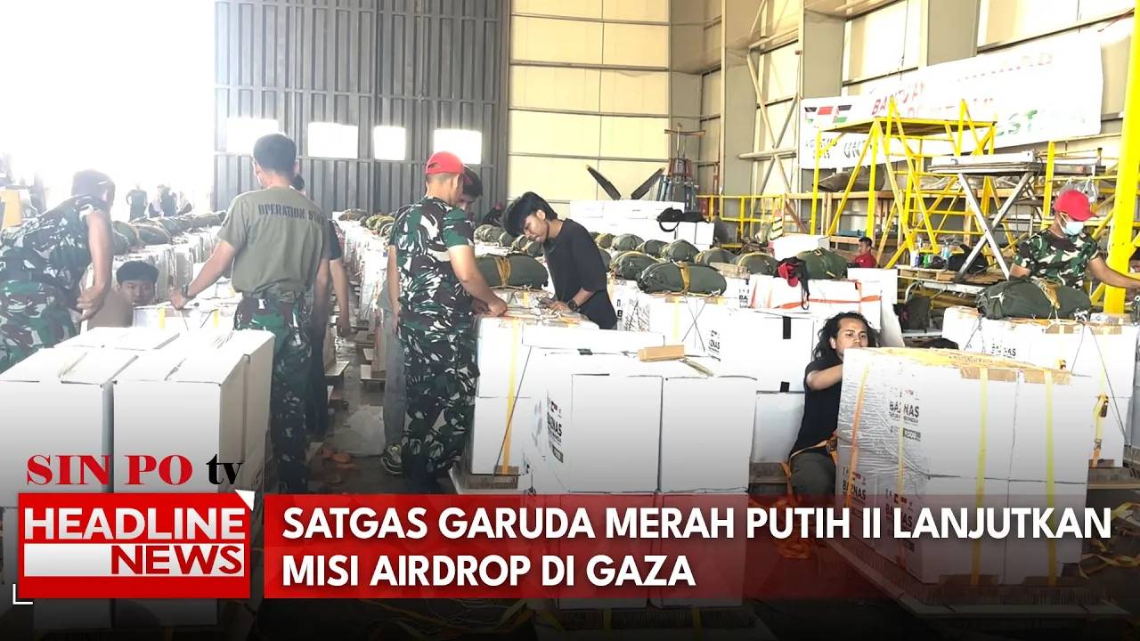 Satgas Garuda Merah Putih II Lanjutkan Misi Airdrop di Gaza