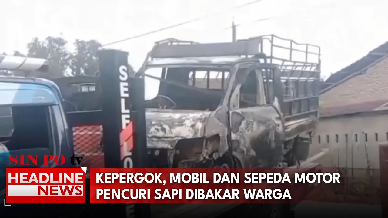 Kepergok, Mobil dan Sepeda Motor Pencuri Sapi Dibakar Warga