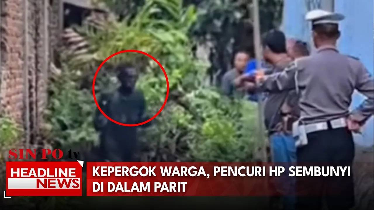 Kepergok Warga, Pencuri Hp Sembunyi Di Dalam Parit