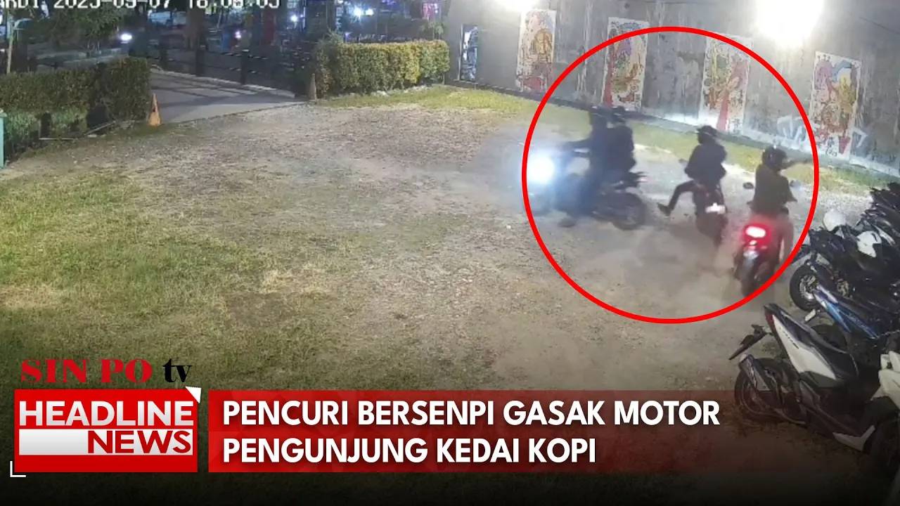 Pencuri Bersenpi Gasak Motor Pengunjung Kedai Kopi