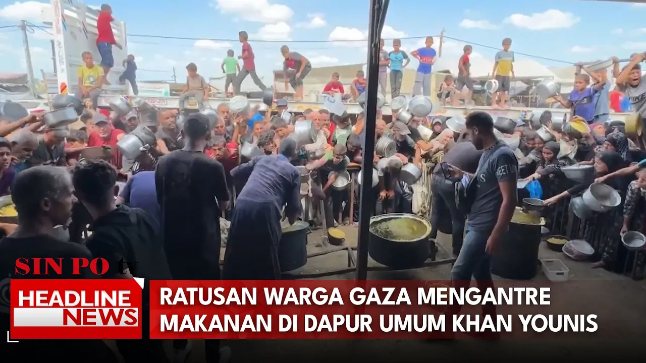 Ratusan Warga Gaza Mengantre Makanan Di Dapur Umum Khan Younis