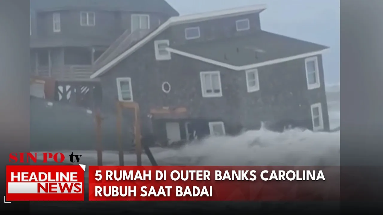 5 Rumah Di Outer Banks Carolina Rubuh Saat Badai