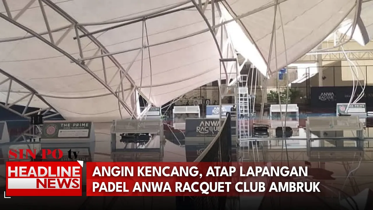 Angin Kencang, Atap Lapangan Padel Anwa Racquet Club Ambruk