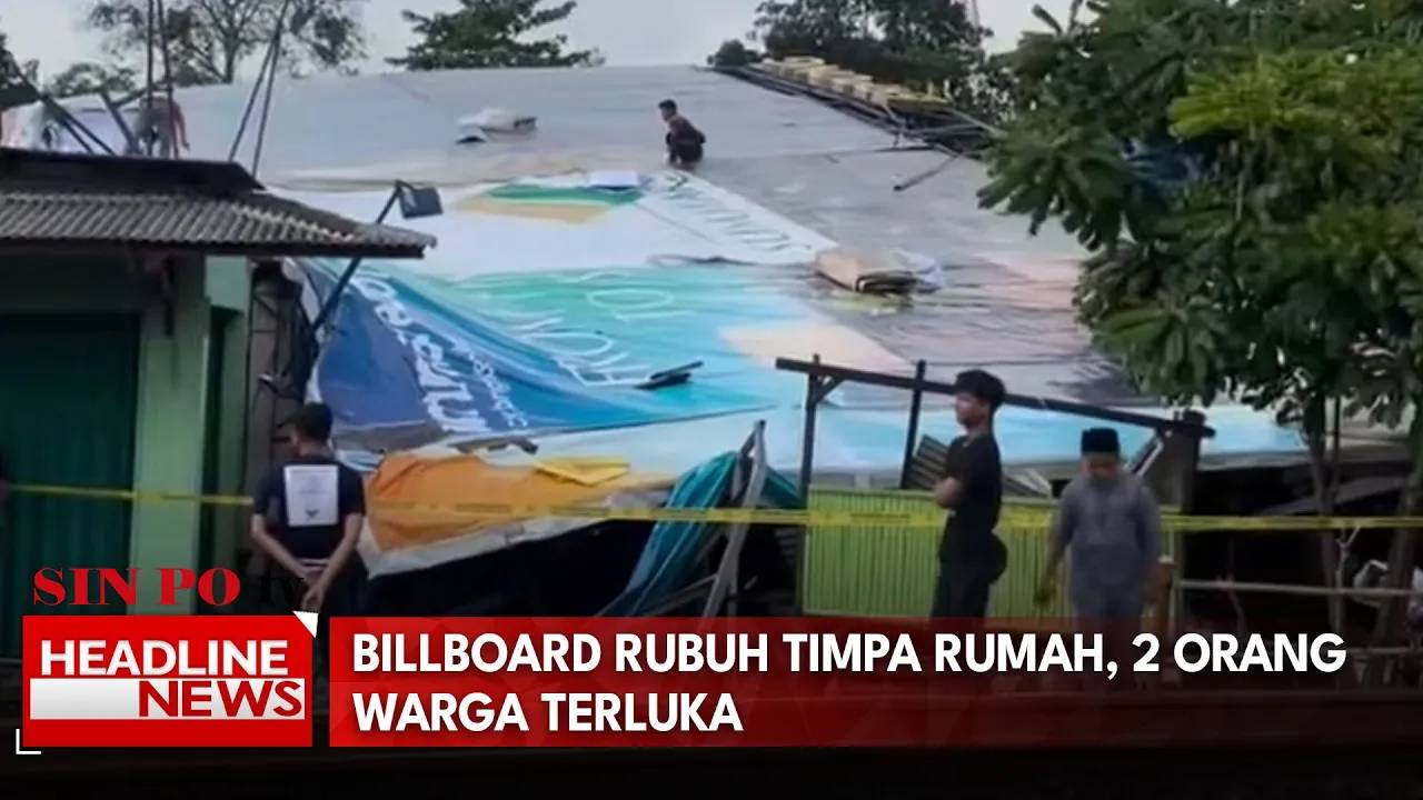 Billboard Rubuh Timpa Rumah, 2 Orang Warga Terluka