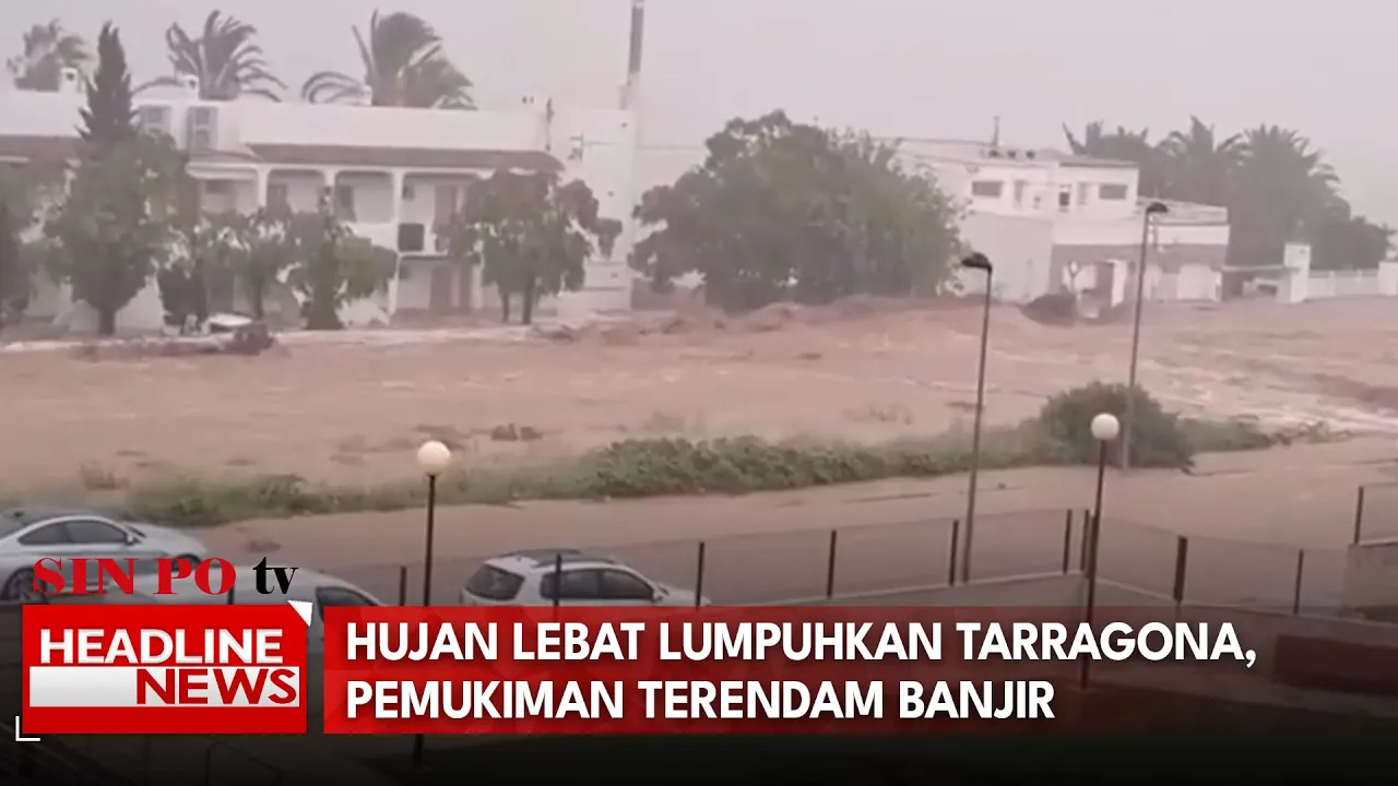 Hujan Lebat Lumpuhkan Tarragona, Pemukiman Terendam Banjir