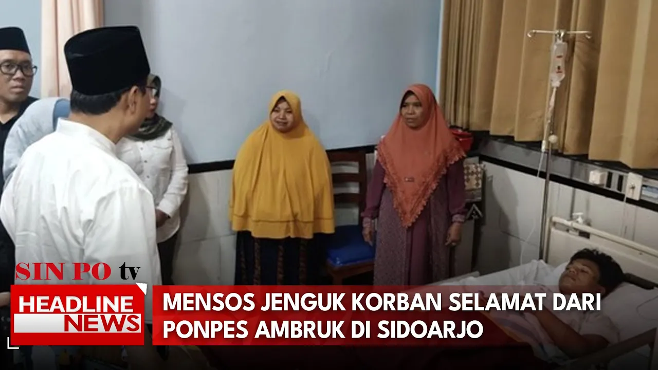 Mensos Jenguk Korban Selamat Dari Ponpes Ambruk Di Sidoarjo