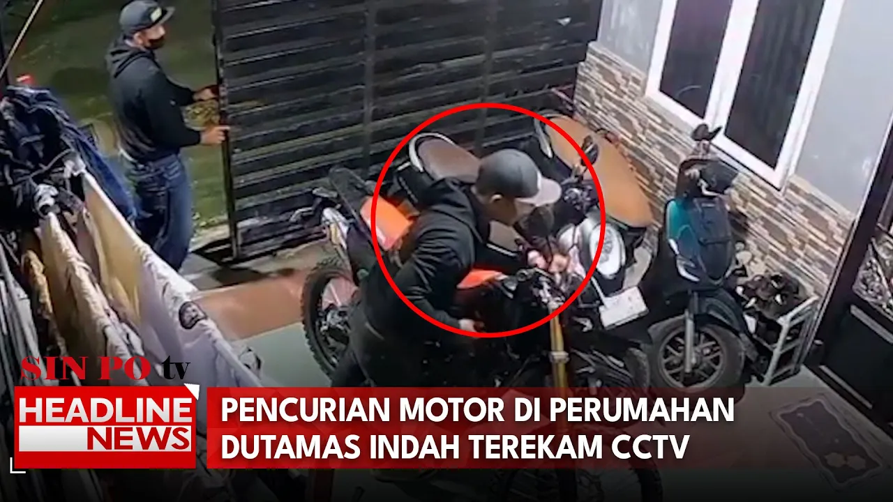 Pencurian Motor Honda CRF Di Perumahan Dutamas Indah Terekam CCTV