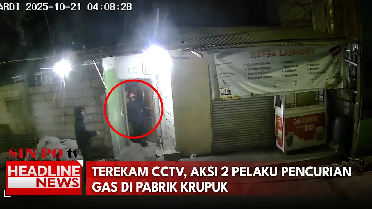 Terekam CCTV, Aksi 2 Pelaku Pencurian Gas Di Pabrik Krupuk