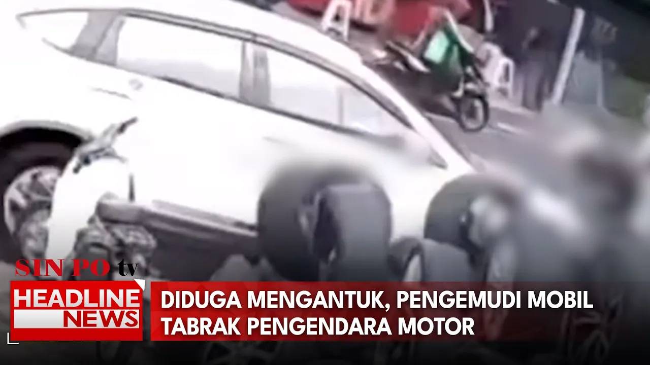 Diduga Mengantuk, Pengemudi Mobil Tabrak Pengendara Motor Sedang Parkir
