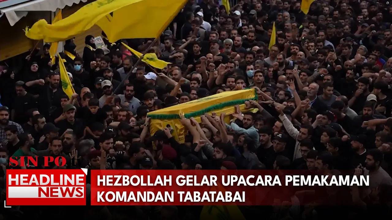 Hezbollah Gelar Upacara Pemakaman Komandan Tabatabai