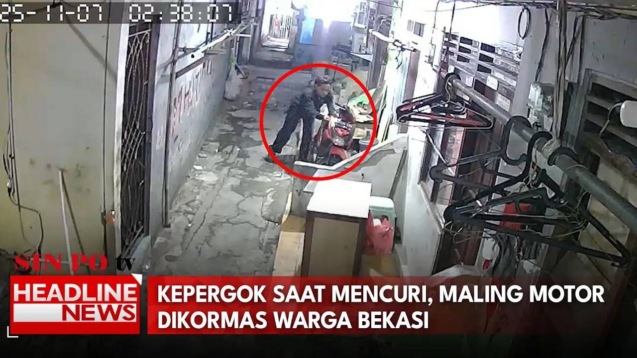 Kepergok Saat Mencuri, Maling Motor Dikormas Warga Bekasi