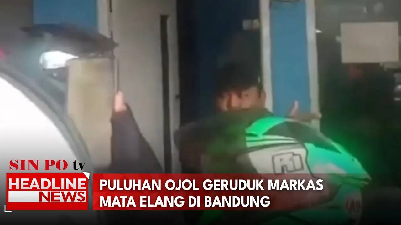 Puluhan Ojol Geruduk Markas Mata Elang Di Bandung