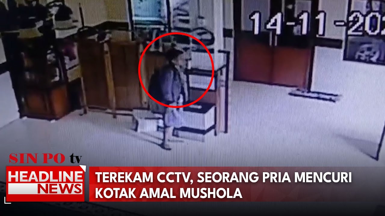 Terekam CCTV, Seorang Pria Mencuri Kotak Amal Mushola