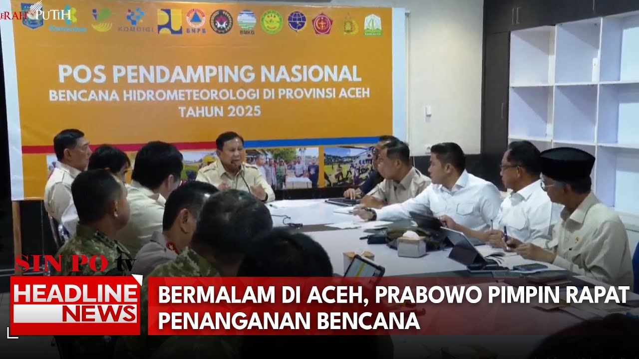 Bermalam di Aceh, Prabowo Pimpin Rapat Penanganan Bencana