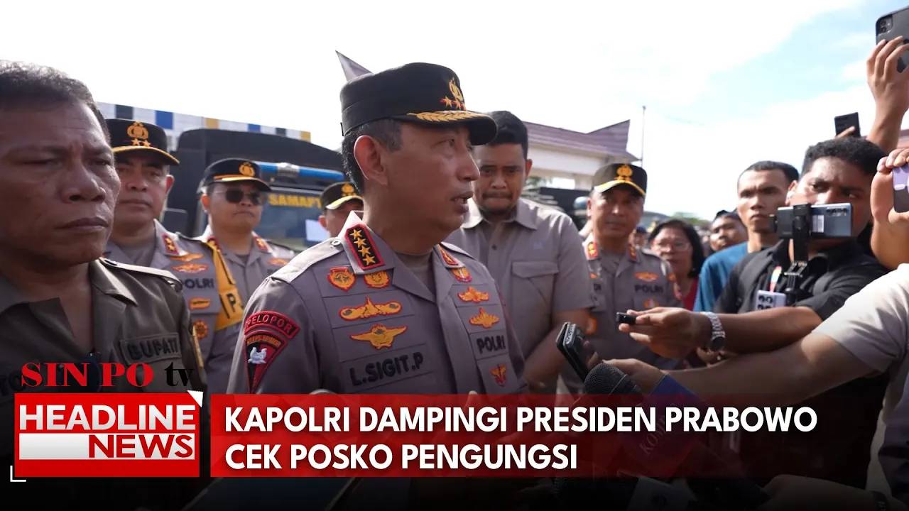 Kapolri Dampingi Presiden Prabowo Cek Posko Pengungsi