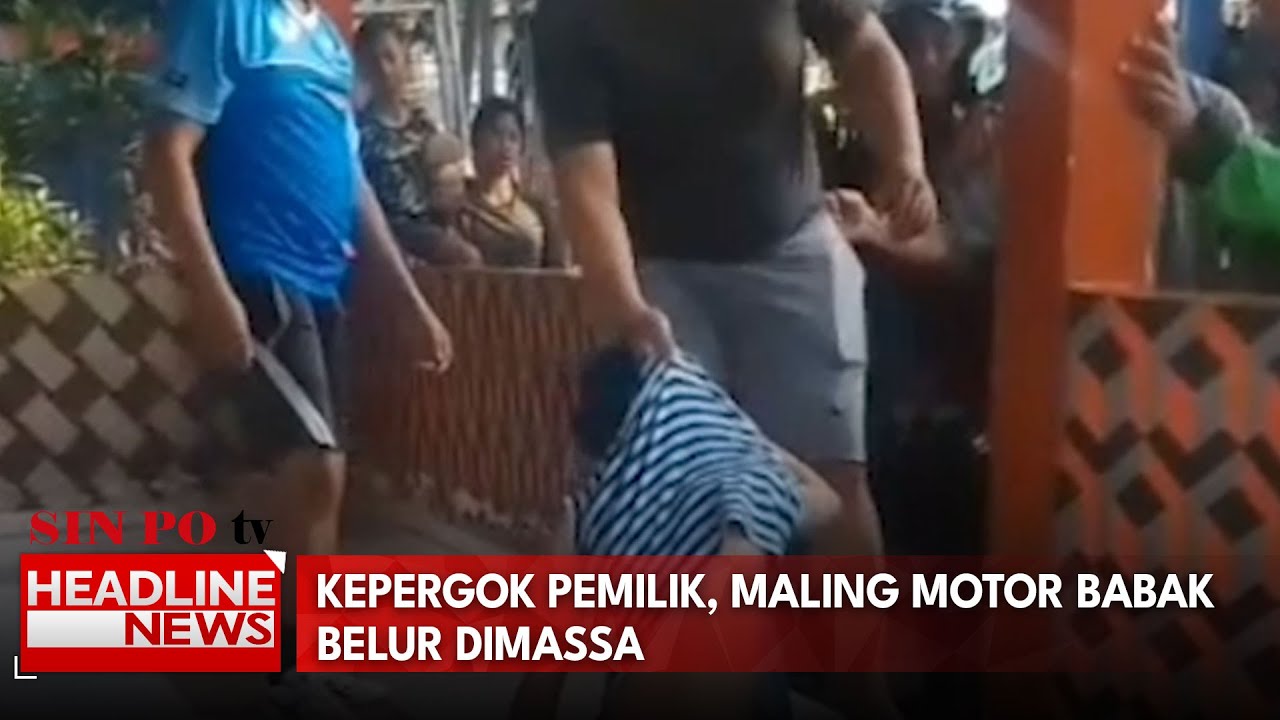 Kepergok Pemilik, Maling Motor Babak Belur Dimassa