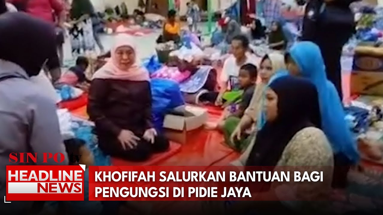Khofifah Salurkan Bantuan Bagi Pengungsi Di Pidie Jaya