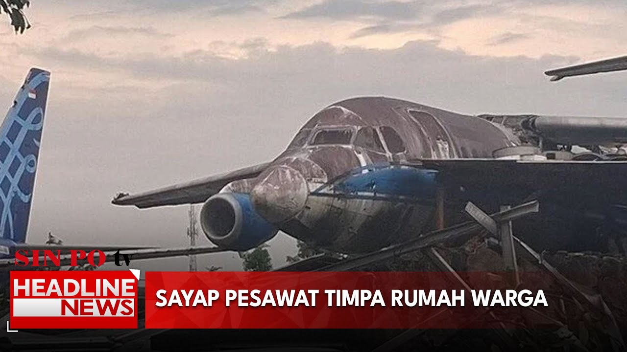 Sayap Pesawat Timpa Rumah Warga