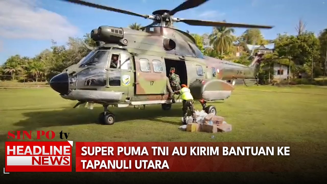 Super Puma TNI AU Kirim Bantuan ke Tapanuli Utara