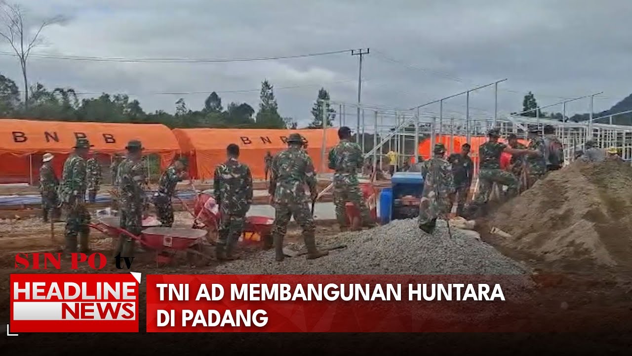 TNI AD Membangunan Huntara Di Padang