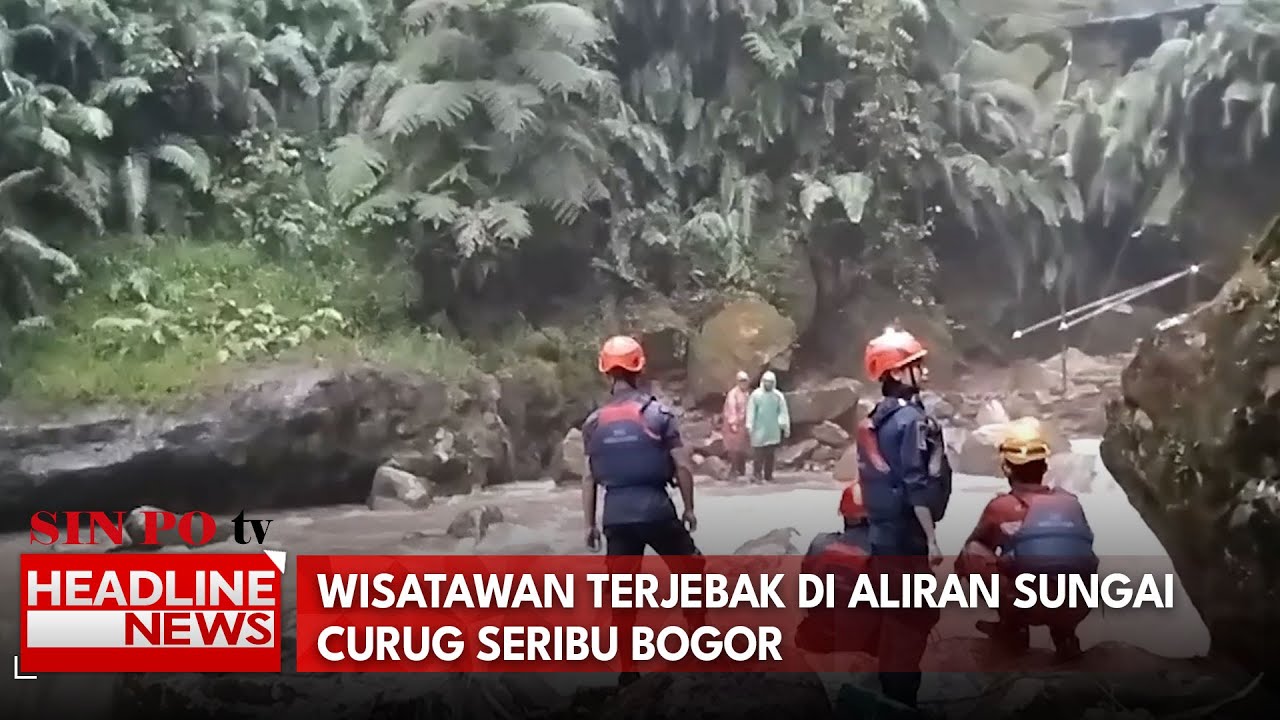 Wisatawan Terjebak di Aliran Sungai Curug Seribu Bogor