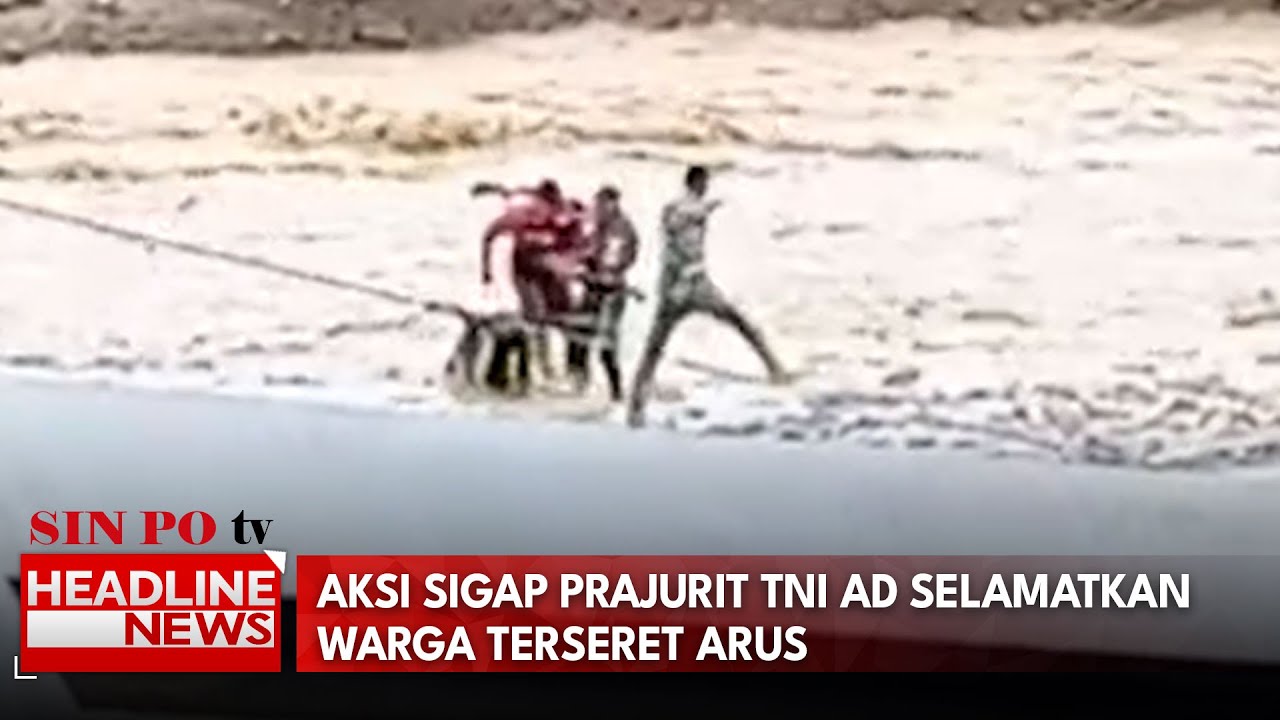 Aksi Sigap Prajurit TNI AD Selamatkan Warga Terseret Arus