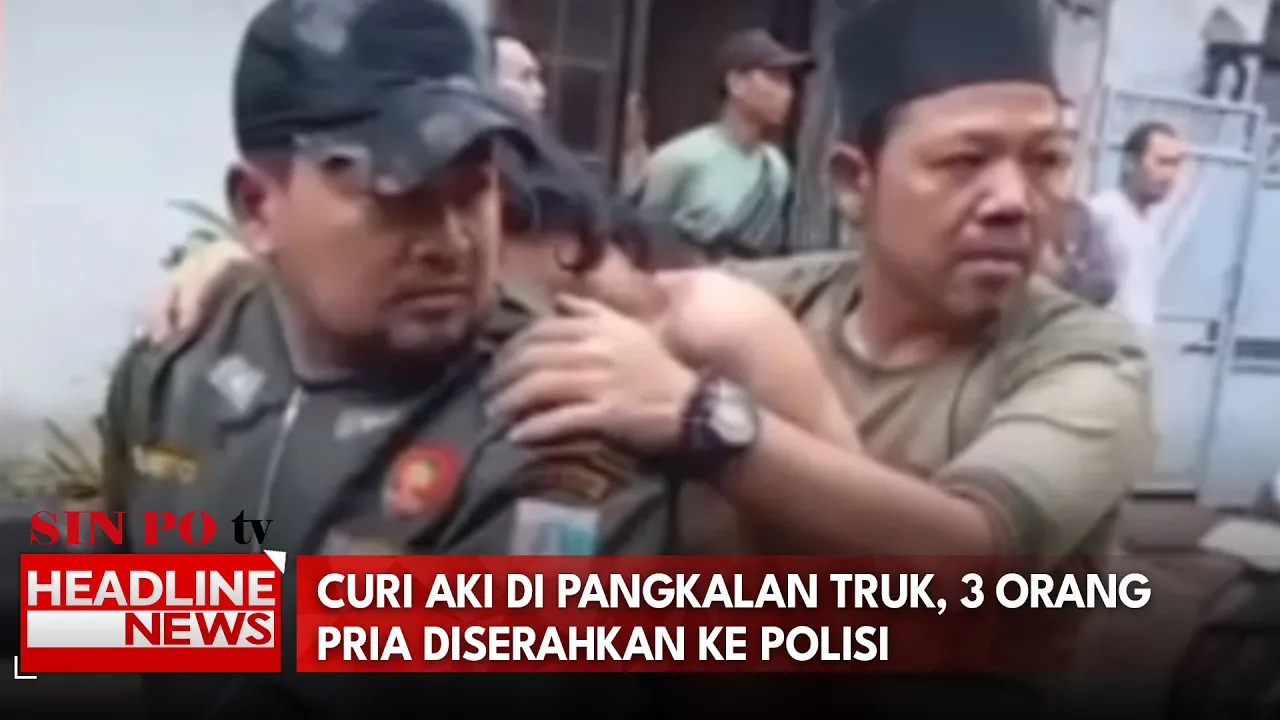 Curi Aki Di Pangkalan Truk, 3 Orang Pria Diserahkan Ke Polisi