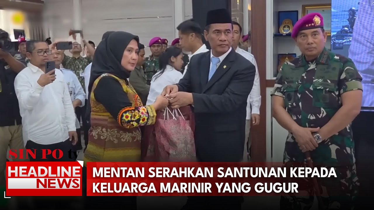 Mentan Serahkan Santunan Kepada Keluarga Marinir Yang Gugur