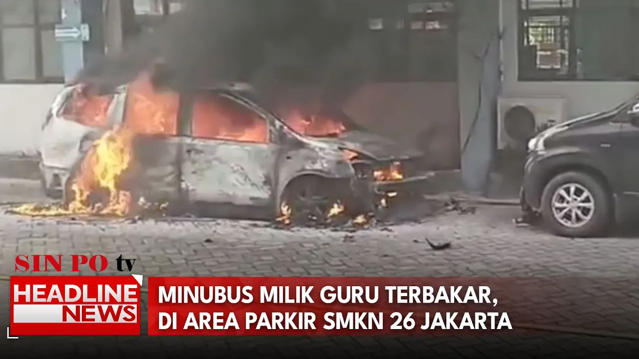 Minubus Milik Guru Terbakar, Di Area Parkir SMKN 26 Jakarta