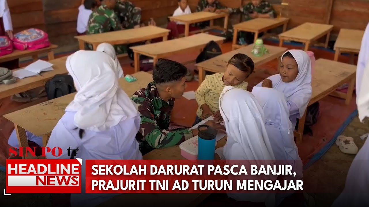 Sekolah Darurat Pasca Banjir, Prajurit TNI AD Turun Mengajar