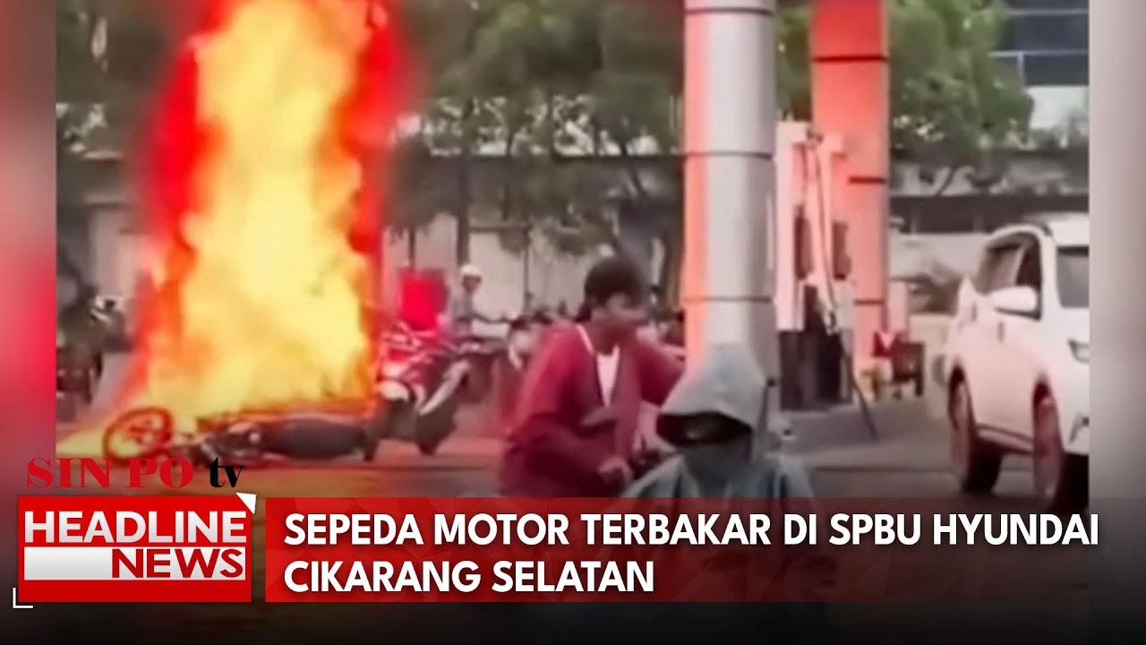 Sepeda Motor Terbakar di SPBU Hyundai Cikarang Selatan