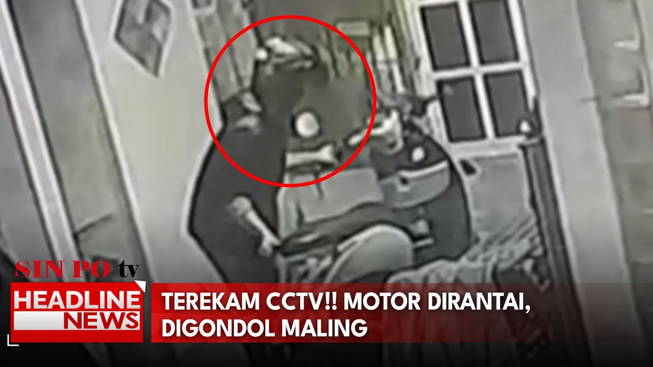 Terekam CCTV!! Motor Dirantai, Digondol Maling