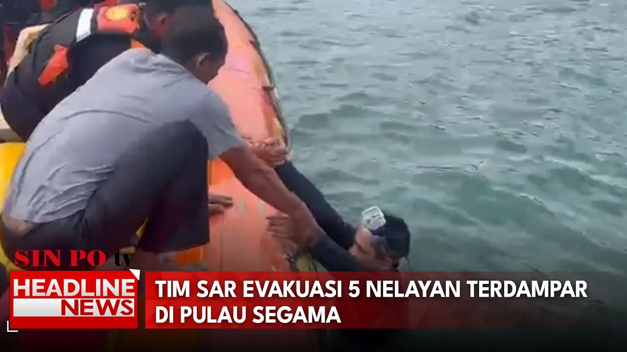 Tim SAR Evakuasi 5 Nelayan Terdampar Di Pulau Segama