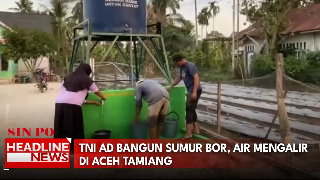 TNI AD Bangun Sumur Bor, Air Mengalir Di Aceh Tamiang