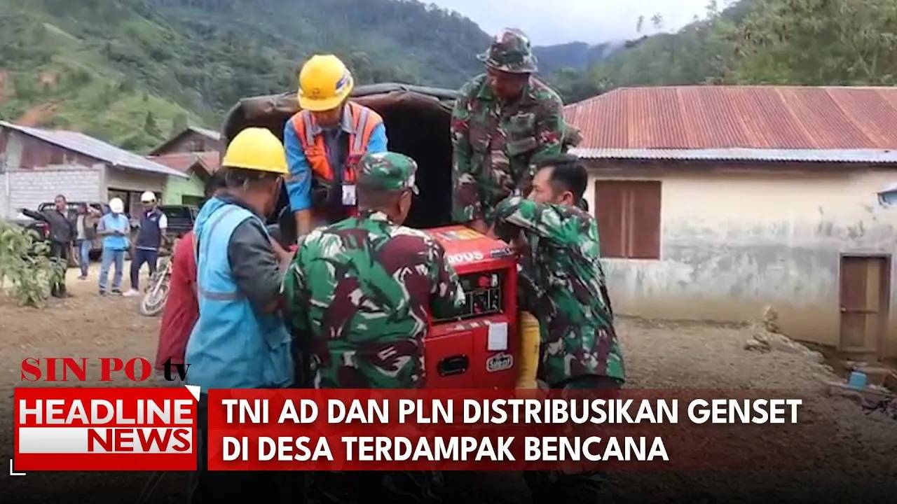 TNI AD Dan PLN Distribusikan Genset Di Desa Terdampak Bencana