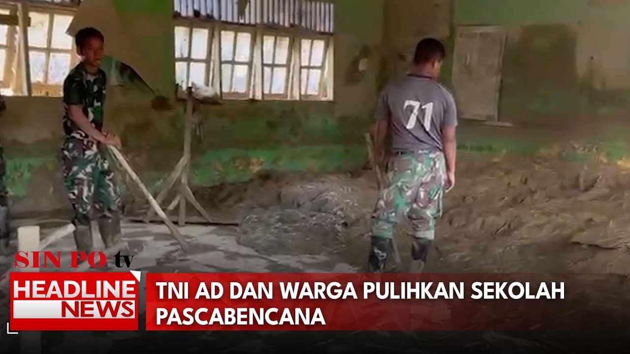 TNI AD Dan Warga Pulihkan Sekolah Pascabencana