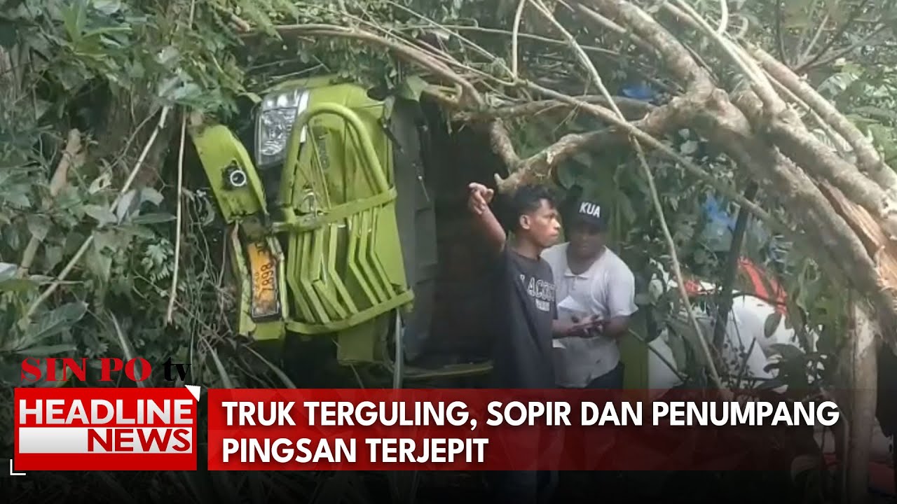 Truk Terguling, Sopir Dan Penumpang Pingsan Terjepit