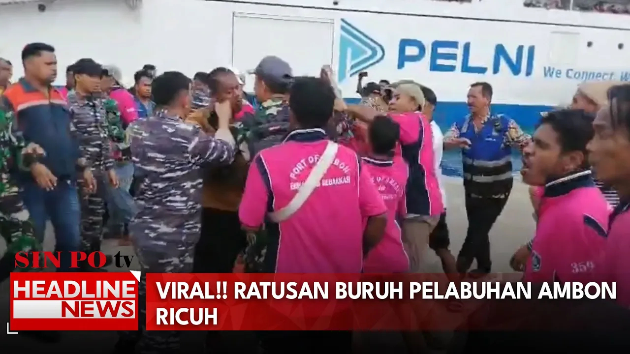 Viral!! Ratusan Buruh Pelabuhan Ambon Ricuh