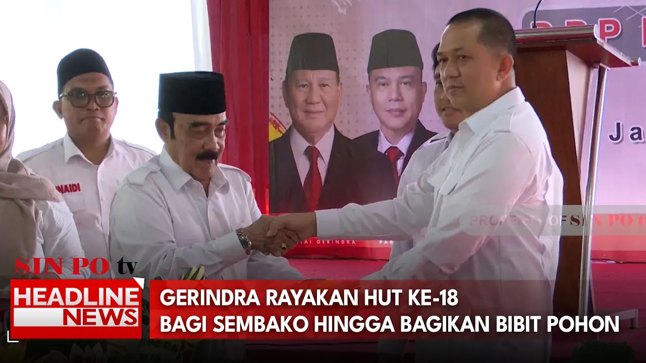 Gerindra Rayakan HUT Ke-18 Bagi Sembako Hingga Bagikan Bibit Pohon