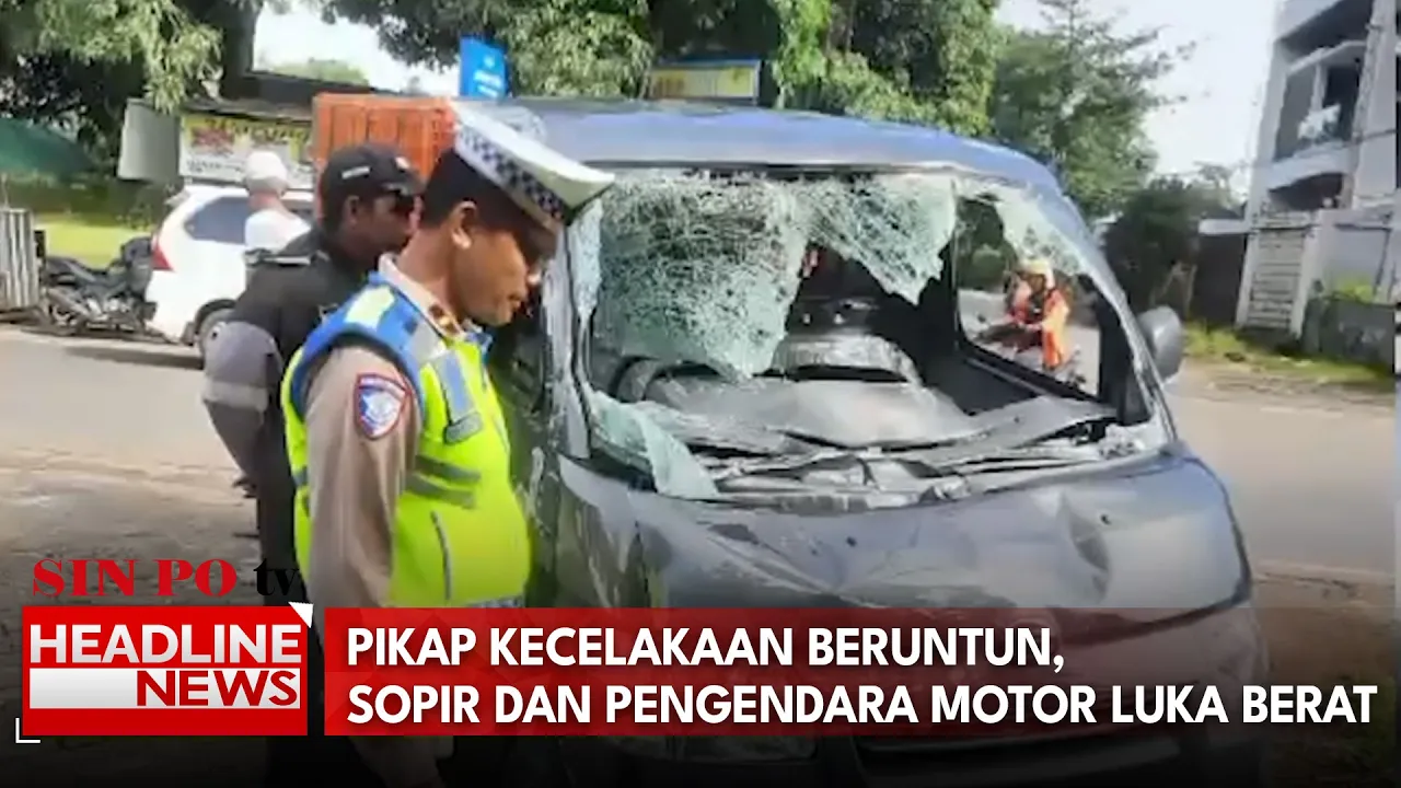 Pikap Kecelakaan Beruntun, Sopir Dan Pengendara Motor Luka Berat