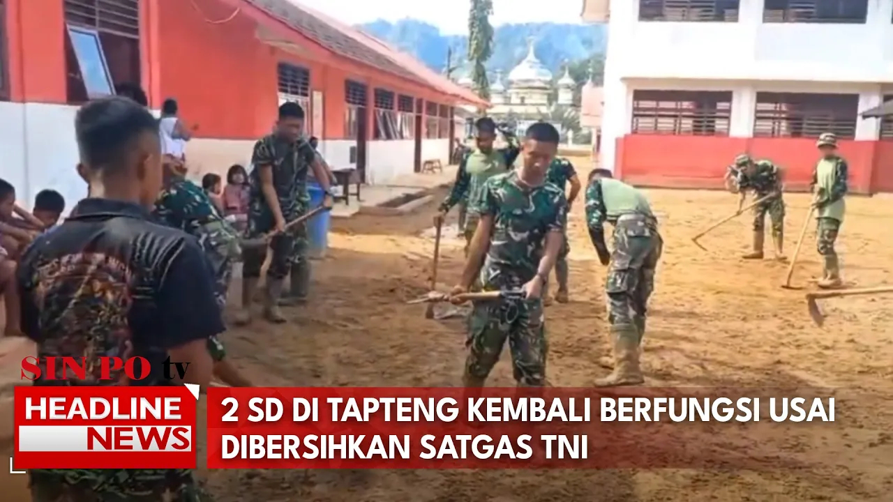 Sigap! 2 SD Di Tapteng Kembali Berfungsi Usai Dibersihkan Satgas TNI