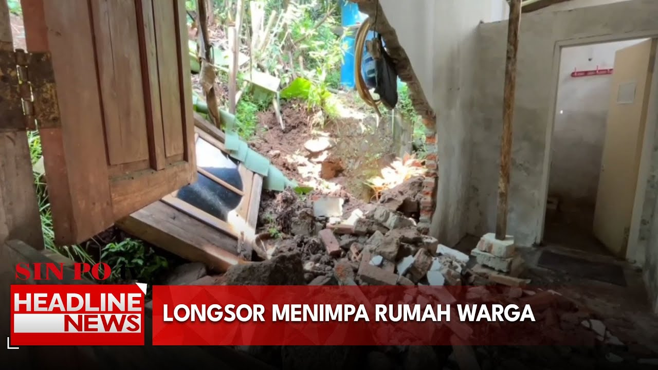 Tebing Setinggi Sepuluh Meter Longsor Dan Menimpa Rumah Warga
