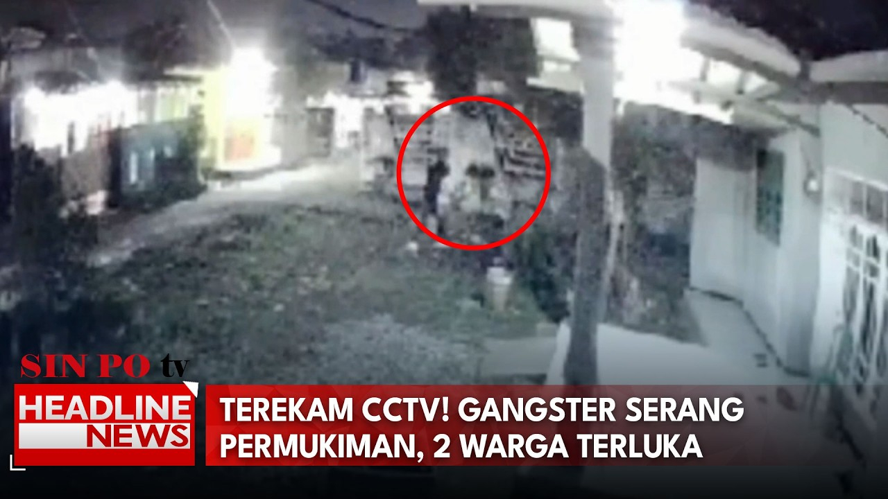 Terekam CCTV! Gangster Serang Permukiman, 2 Warga Terluka