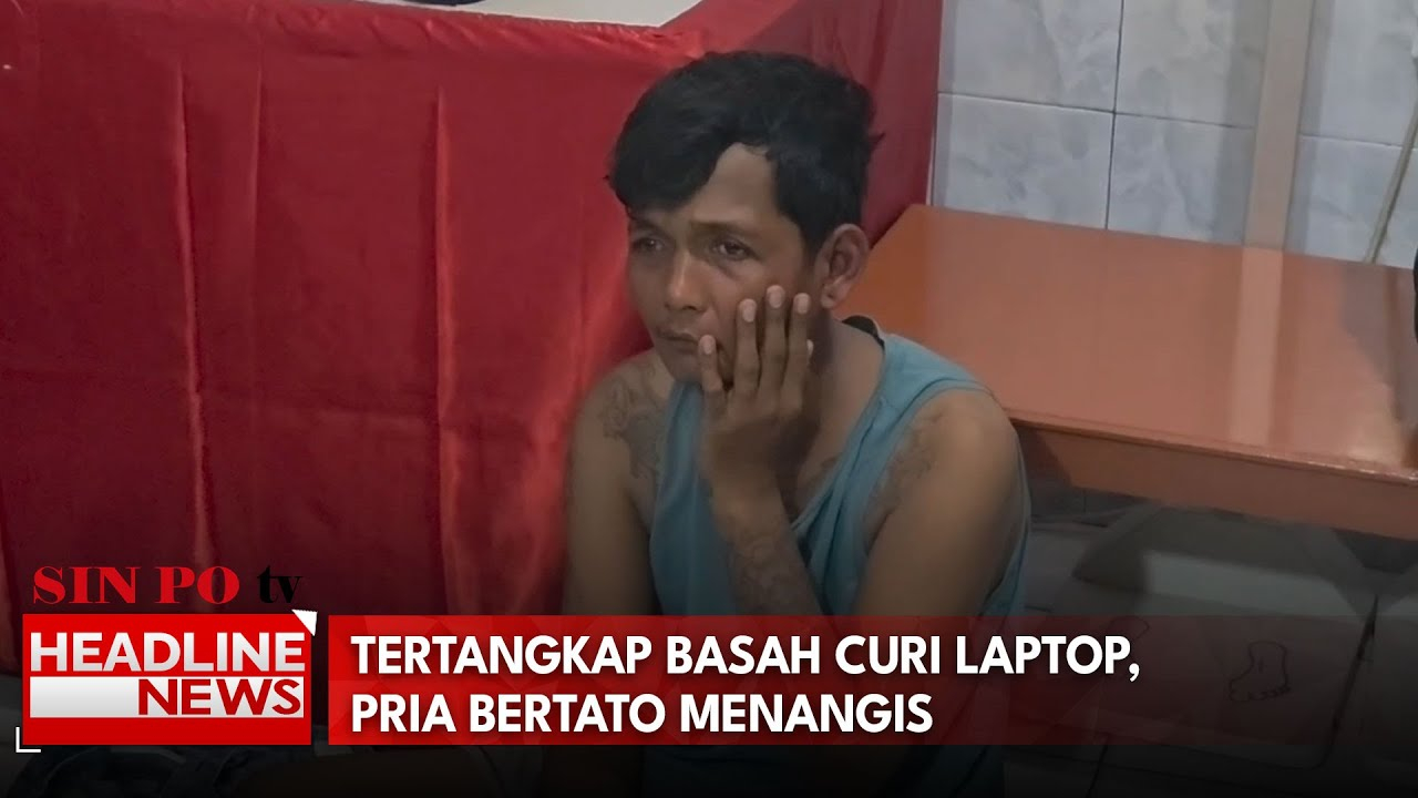 Tertangkap Basah Curi Laptop, Pria Bertato Menangis