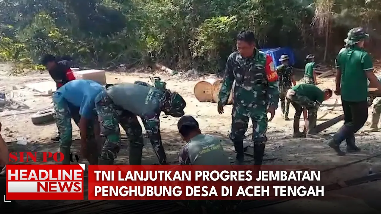 TNI Lanjutkan Progres Jembatan Penghubung Desa Di Aceh Tengah