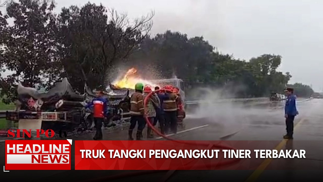 Truk Tangki Pengangkut Tiner Terbakar